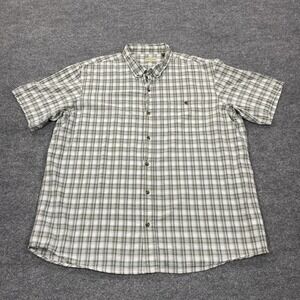 Hobbs Creek Shirt Mens 2XL Green Plaid Short Sleeve Button Up Seersucker